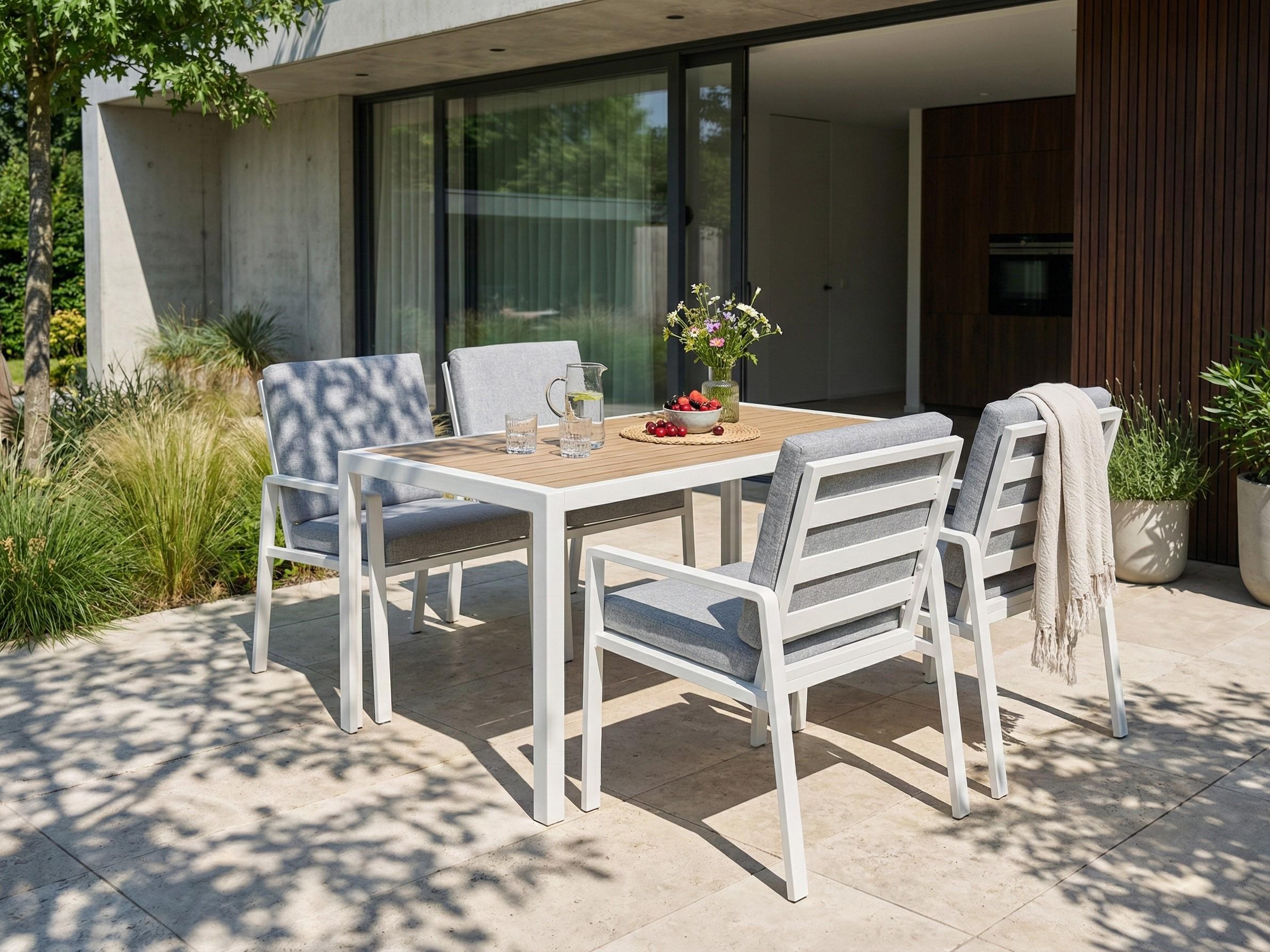 Garden Dining Set 4 Seater VISSO Grey/ White