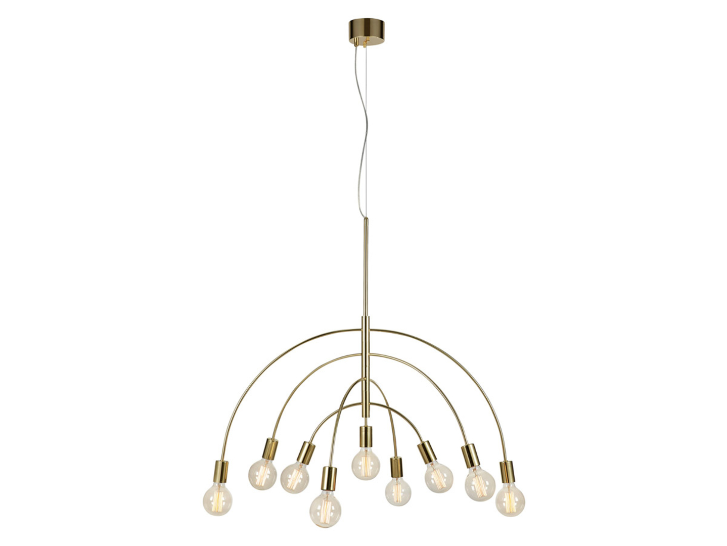 Lampa wisząca Lavello 9-punktowa metalowa złota