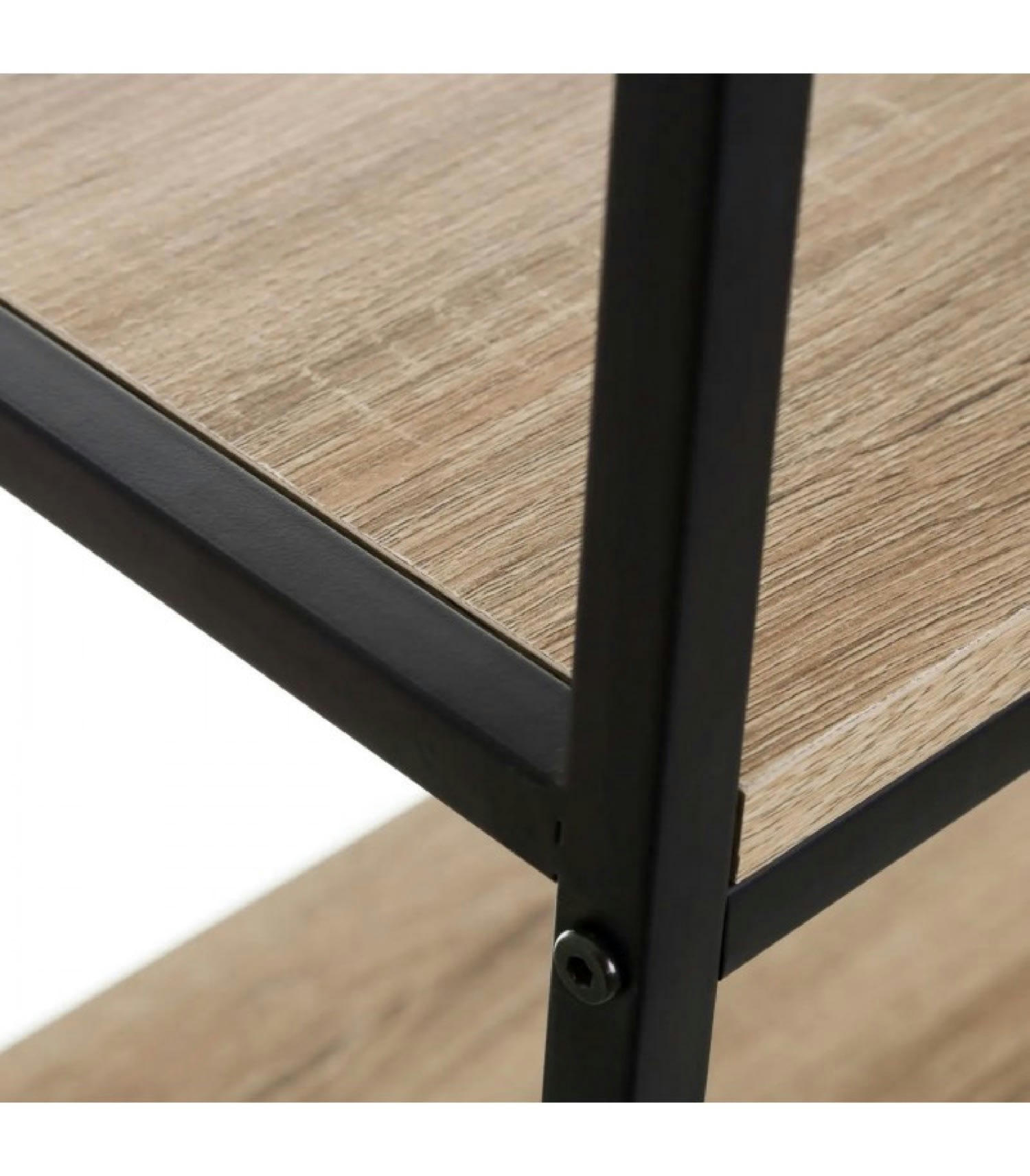 MÉTAL - Étagère basse métal noir et bois H76cm
