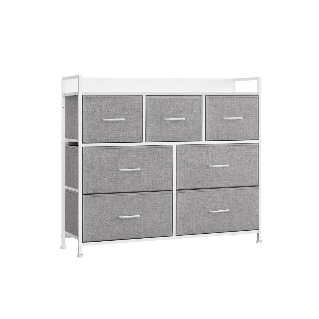 Komoda, Szafka Sypialniana, 7 Materiałowych Szuflad Z