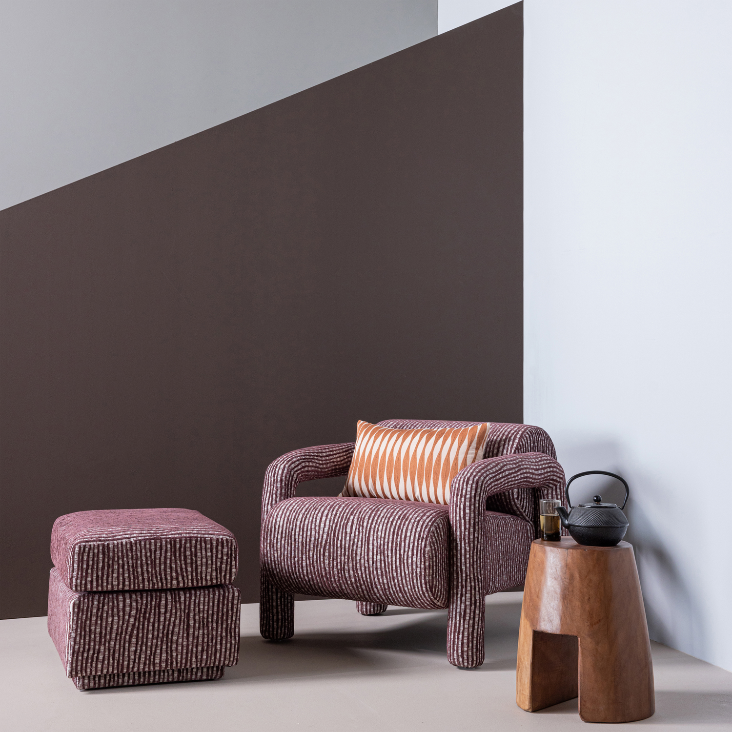 WOOOD Lenny Fauteuil - Dessin - Bordeauxrood - 65x76x82