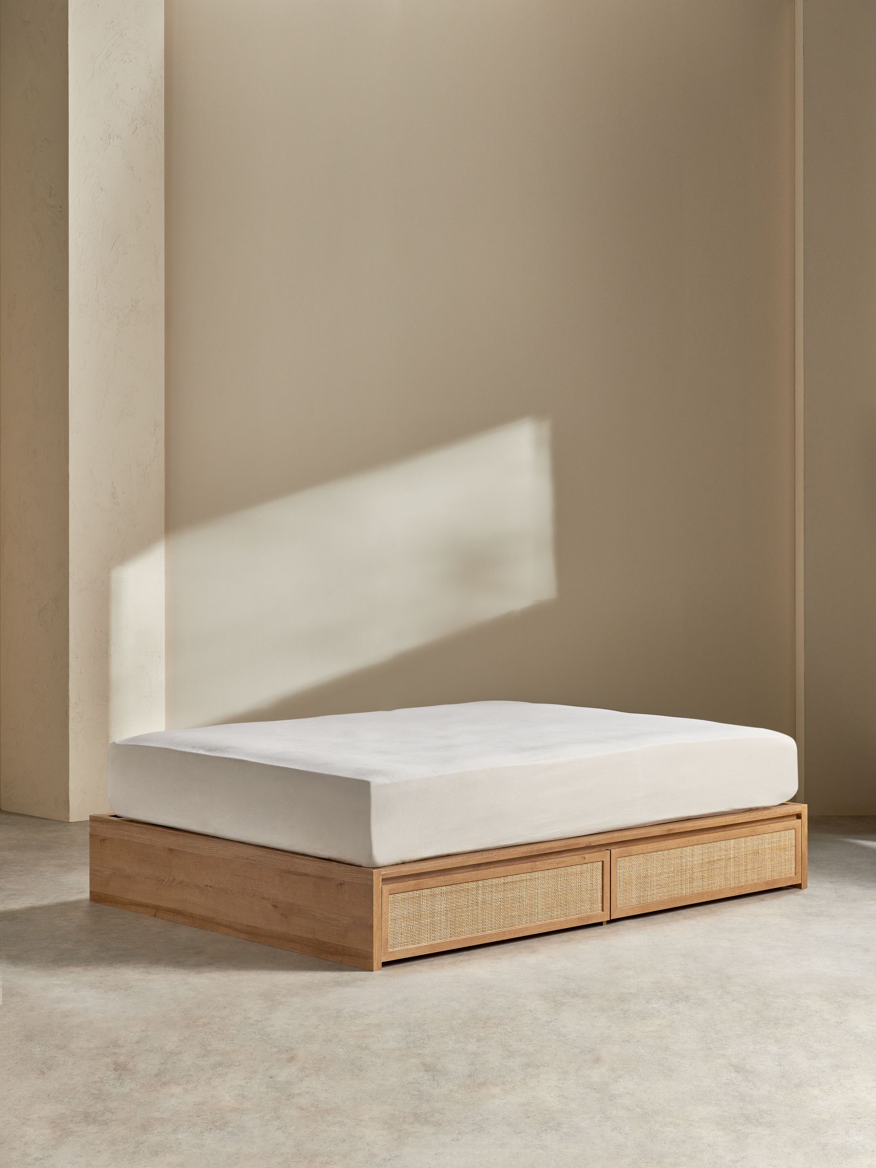 Pavia Rattan Storage Bed in Oak Effect