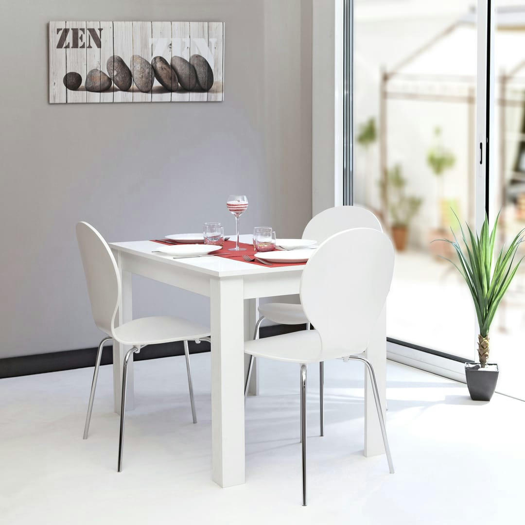 NICE - Table effet bois blanc