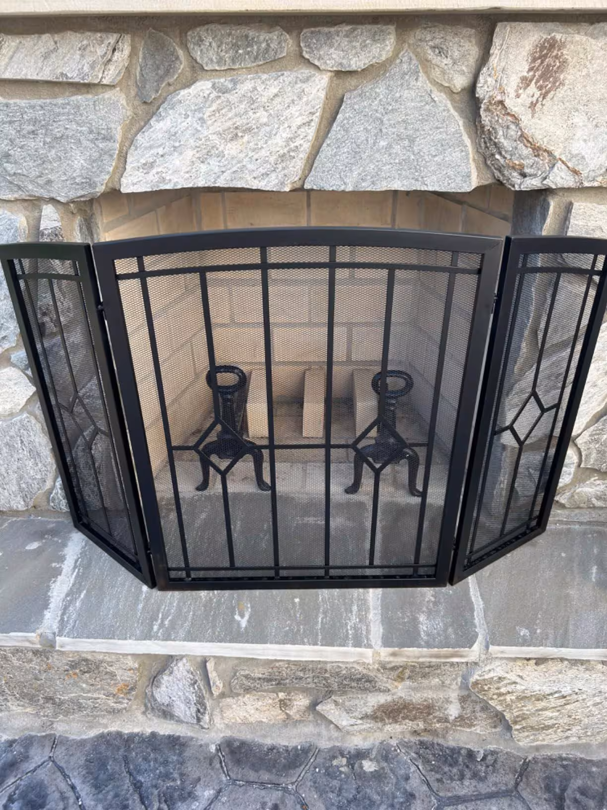 Wrought Iron Fire Spark Decorative Fireplace Screen-3 Panel