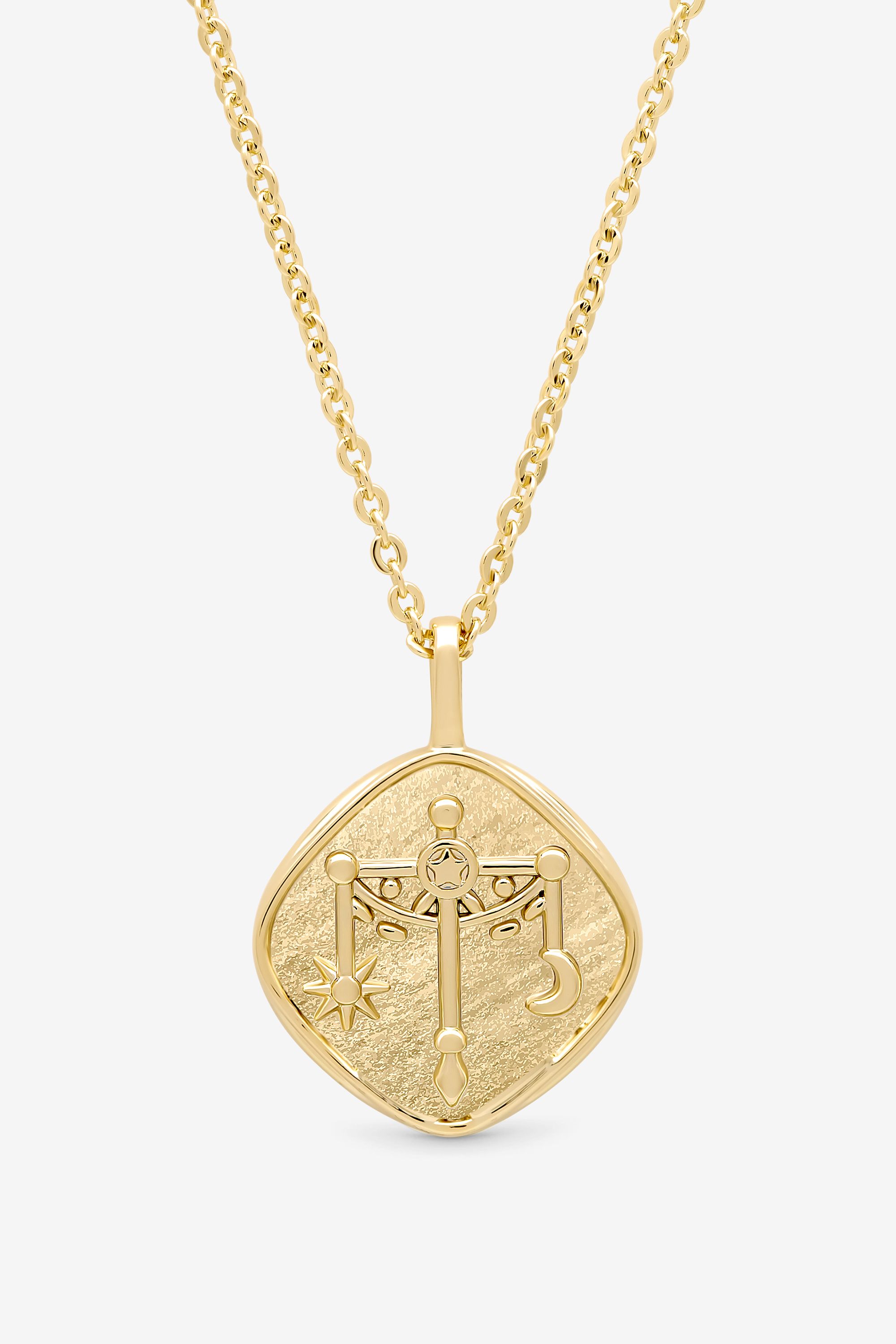 Jon Richard Gold Plated Molten Horoscope Pendant - Libra