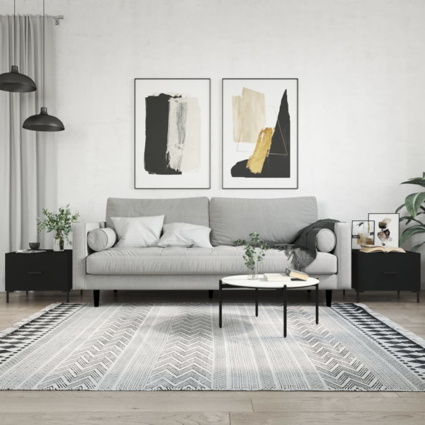 Stolik Kawowy Ława Stół Czarny 50x50x40 Szuflady Do Salonu Do Pokoju