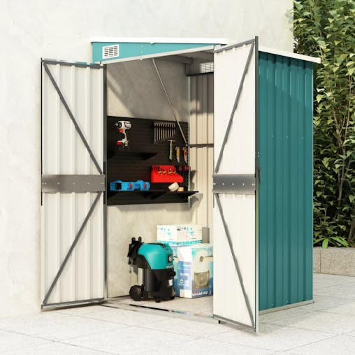 NNEVL Wall-mounted Garden Shed Green 118x100x178 cm Galvanised Steel