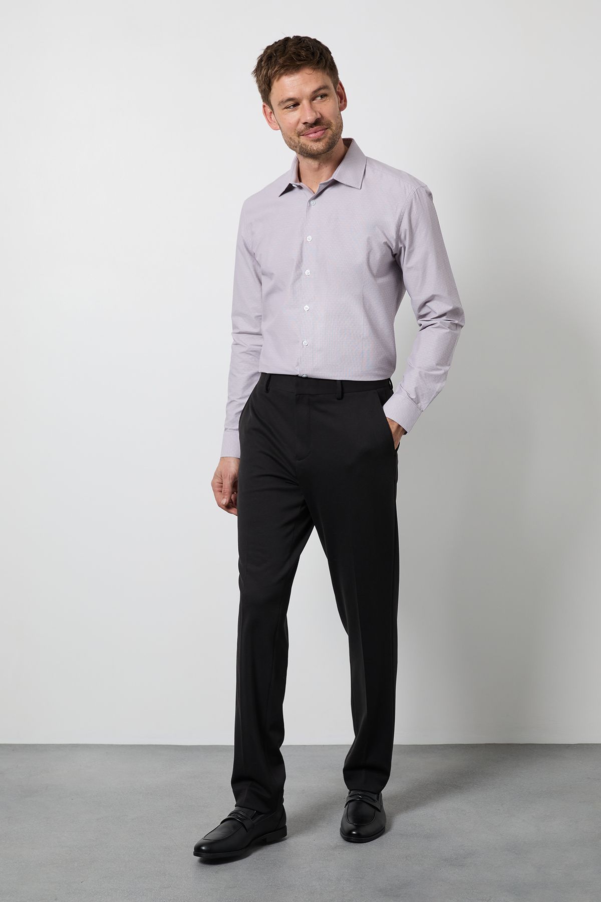 Burton Pink Textured Easy Iron Slim Fit Long Sleeve Shirt