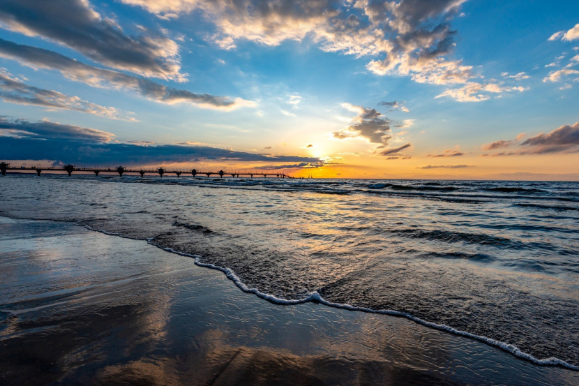 Fototapeta Zachód Słońca MORZE Plaża 3D 90x60cm