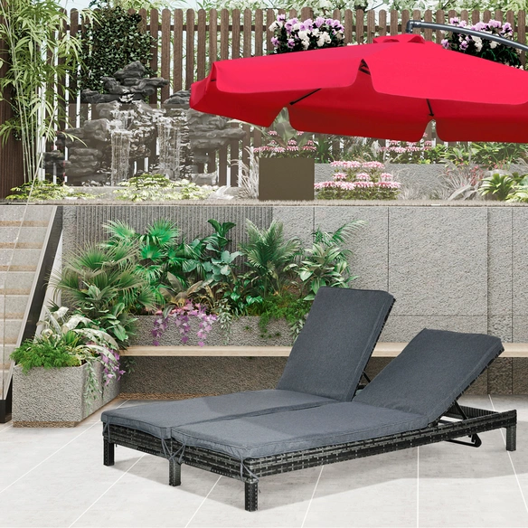 Gartenliegen-Set, Metall, inkl. Auflagen, BxHxT: 195 x 28 x 120 cm