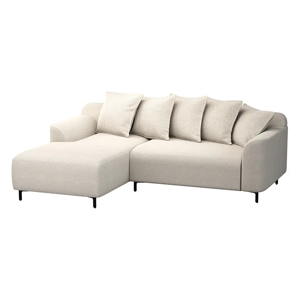 Bank Elsa met chaise longue links - stof Eden - beige