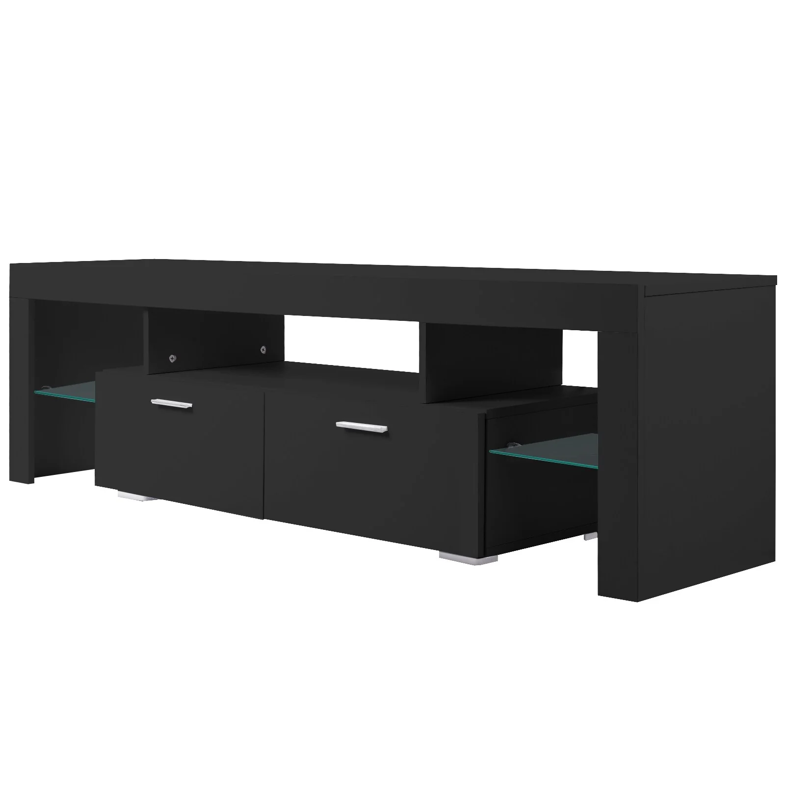 Black 62.99 Gaming LED TV Stand with Drawer and Shelf for TVs Up to 75