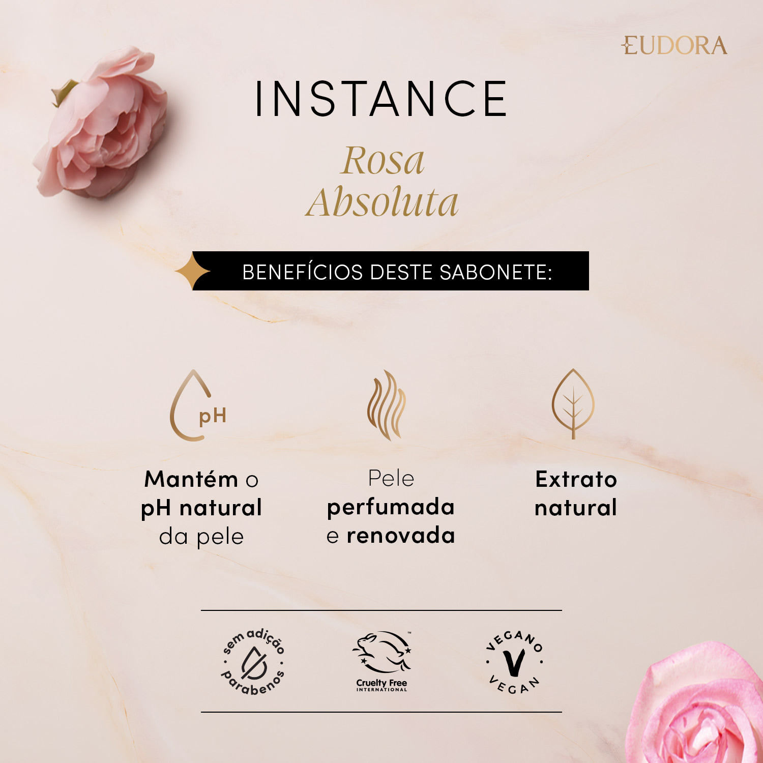 Sabonete Vegetal em Barra Instance Rosa Absoluta 80g (4 unidades)