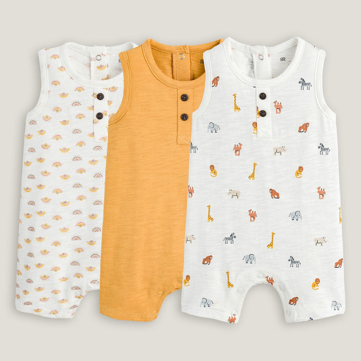 Lot de 3 combinaisons courtes sans manches