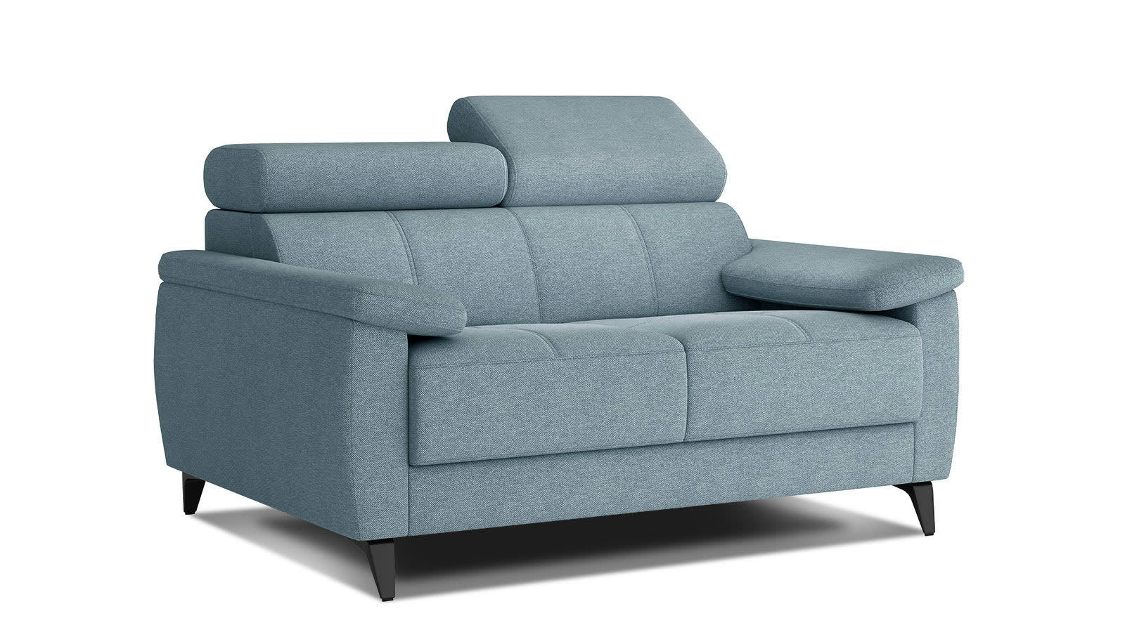 TAUNUS - Canapé droit 2 places tissu bleu clair