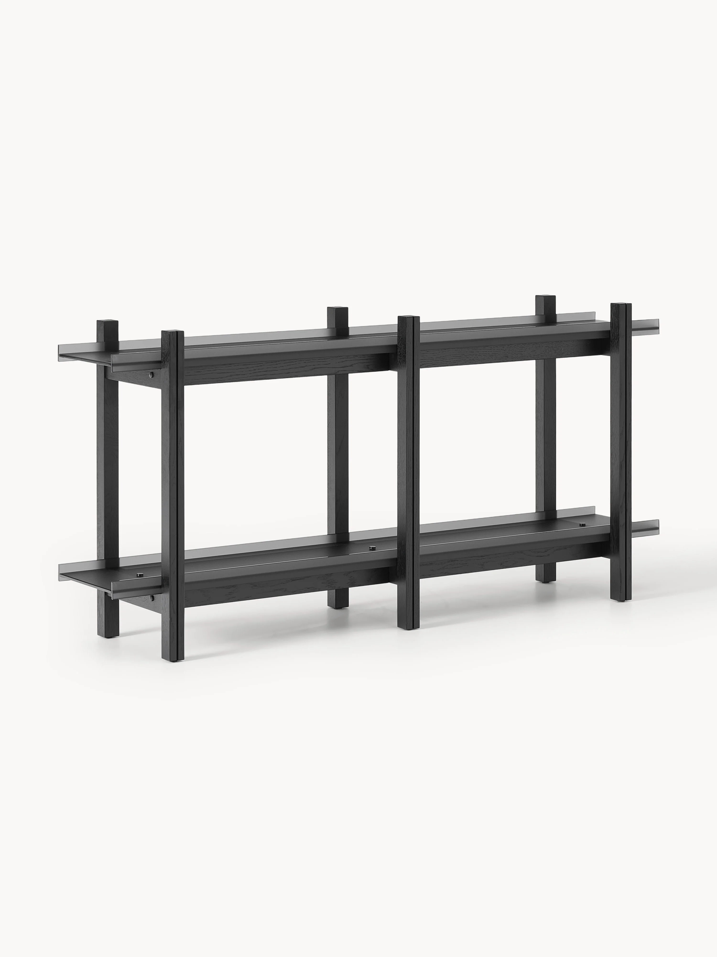 Holz-Regal Alex, Eichenholz & Glas