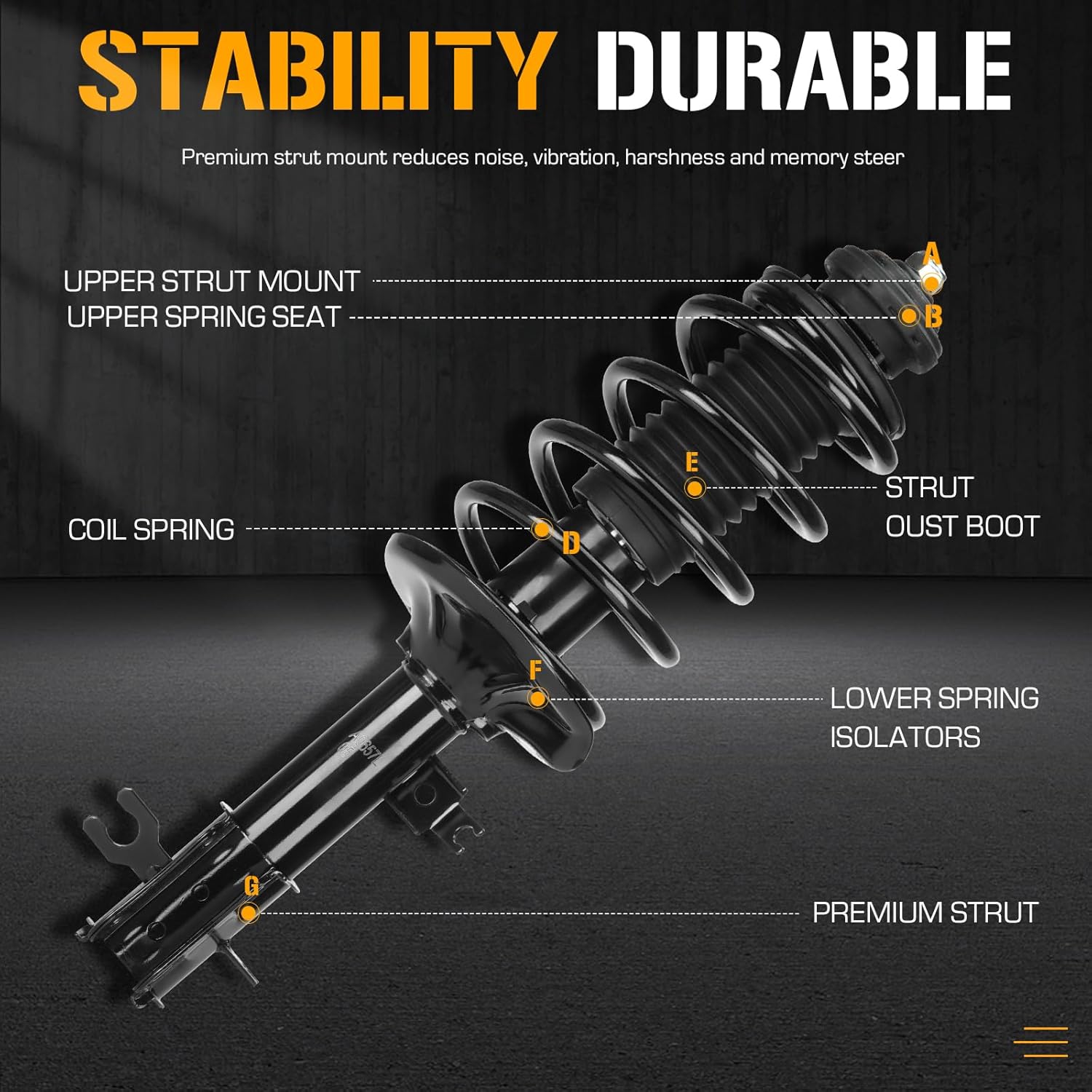 Front Complete Strut Shock Absorber Fit for Chevy Aveo 1.6L FWD 2004-2012, Aveo5 2007-2011, for Pontiac G3 2009-2010, Wave 1.6L 2005-2008, Replace 172295 172296(Set of 2)