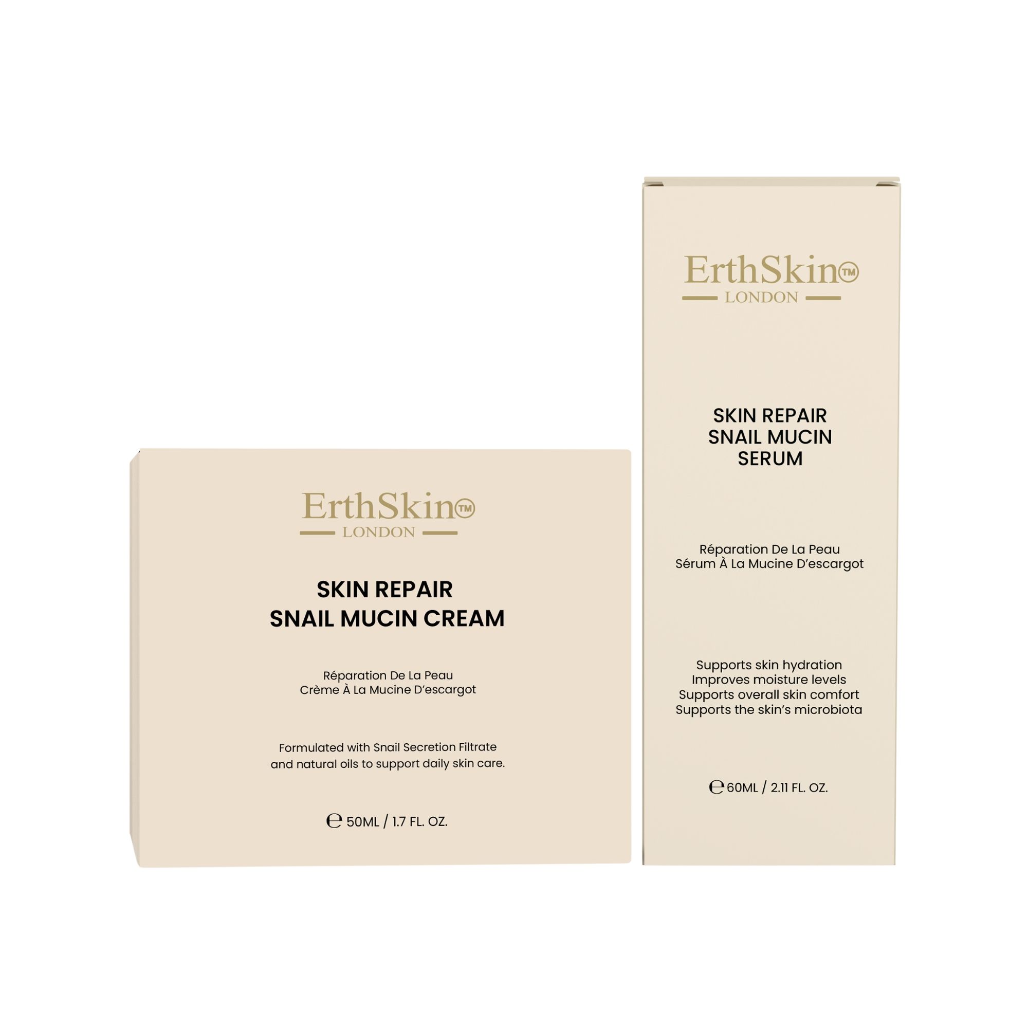 Erth Skin London Skin Repair Snail Mucin Cream 50ml   Snail Mucin Serum 60ml