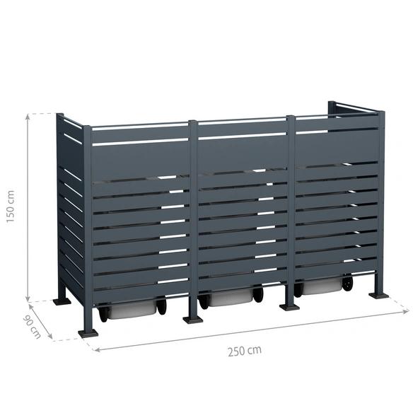 Mülltonnenbox »Planum«, BxHxT: 250 x 150 x 90 cm, für 3 x 240 L Mülltonnen, Stahl