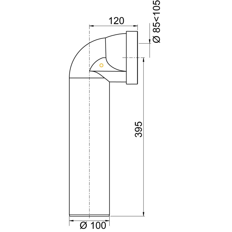 Pipe wc coudée mâle longue Ø 100 mm