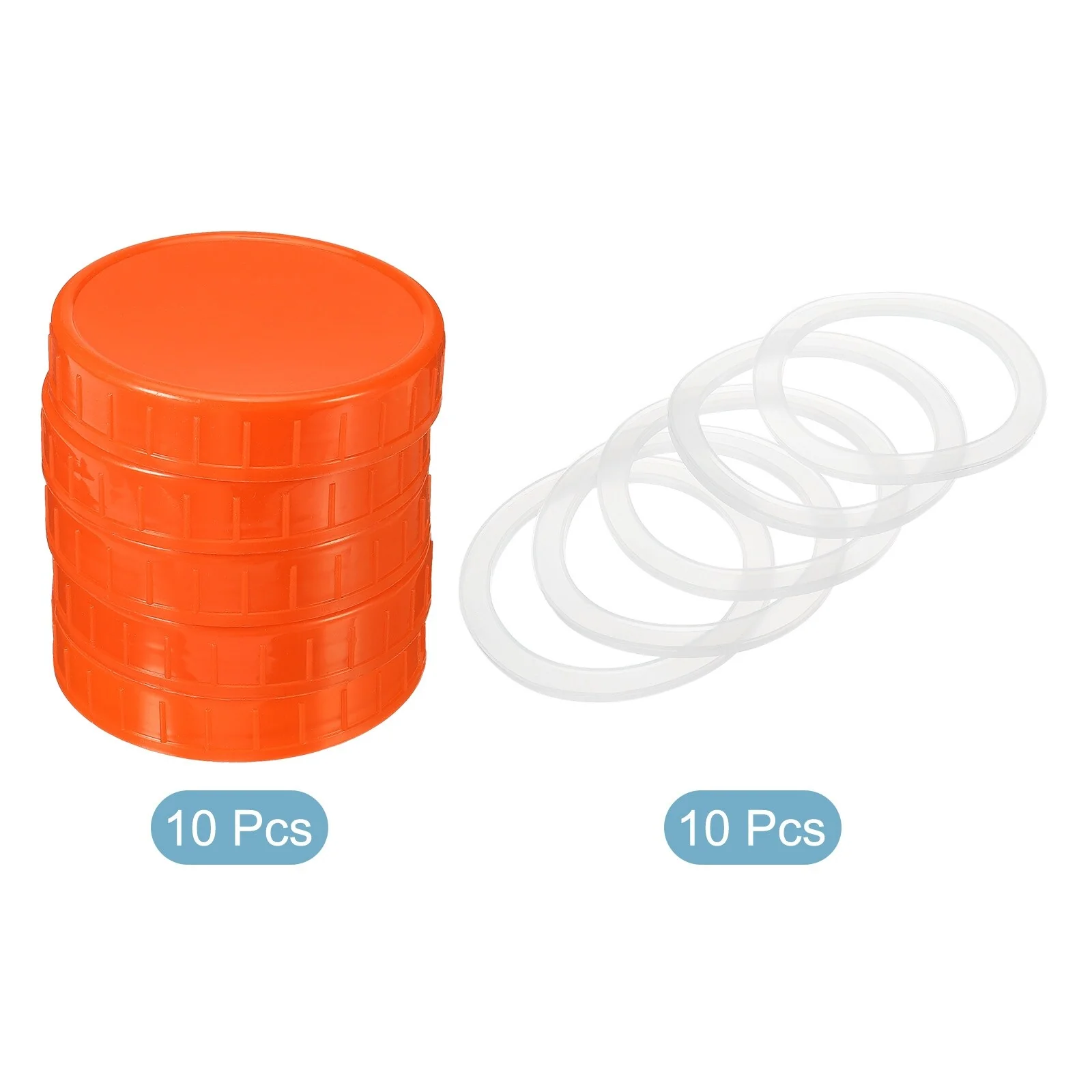 86mm Wide Mouth Plastic Mason Jar Lids, 10Pcs Jars Caps w Sealing Ring