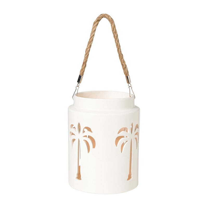 Lantaarn palmboom groot - beige - &Oslash;16x20.3 cm
