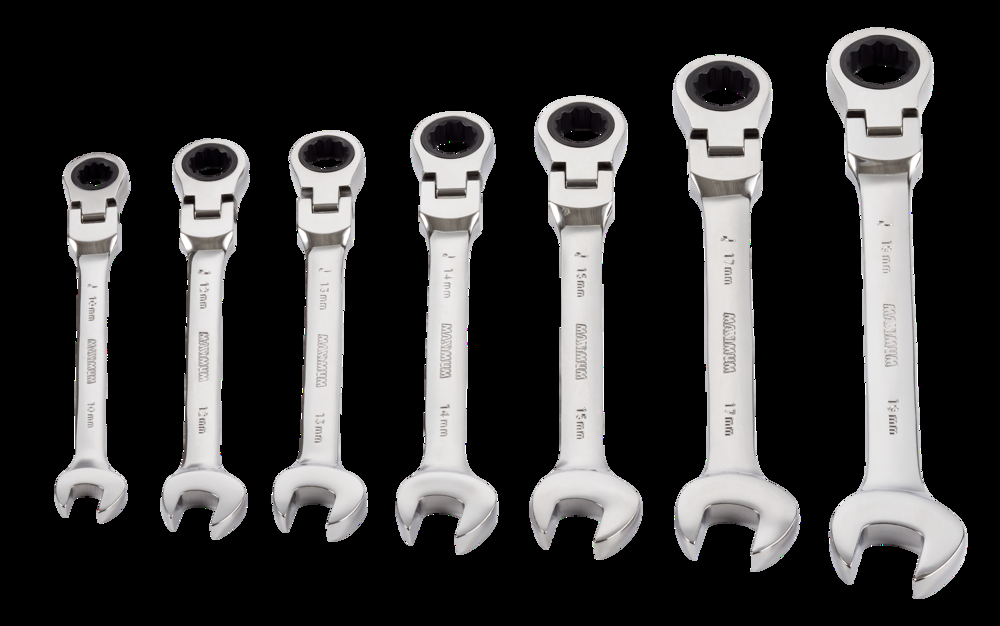 MAXIMUM Flexhead Ratcheting Wrench Set, Alloy Steel, 7-pc, Metric