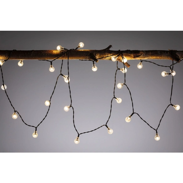 Solarlichterkette, 3000 K, warmweiß, Kunststoff, schwarz