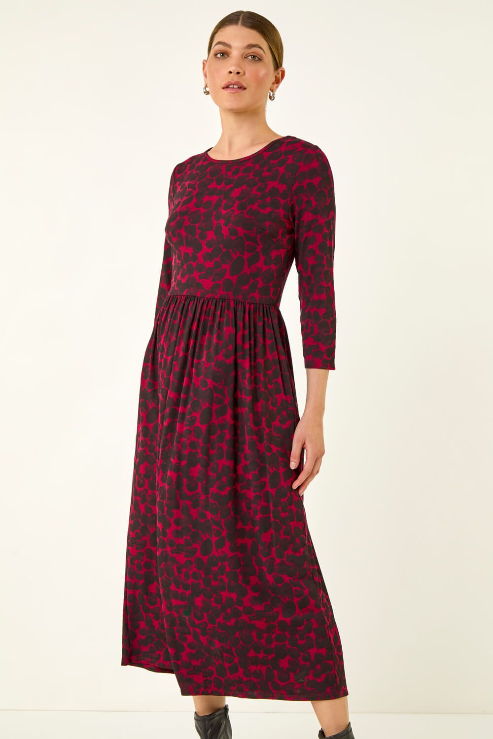 Roman Abstract Spot Stretch Midi Dress