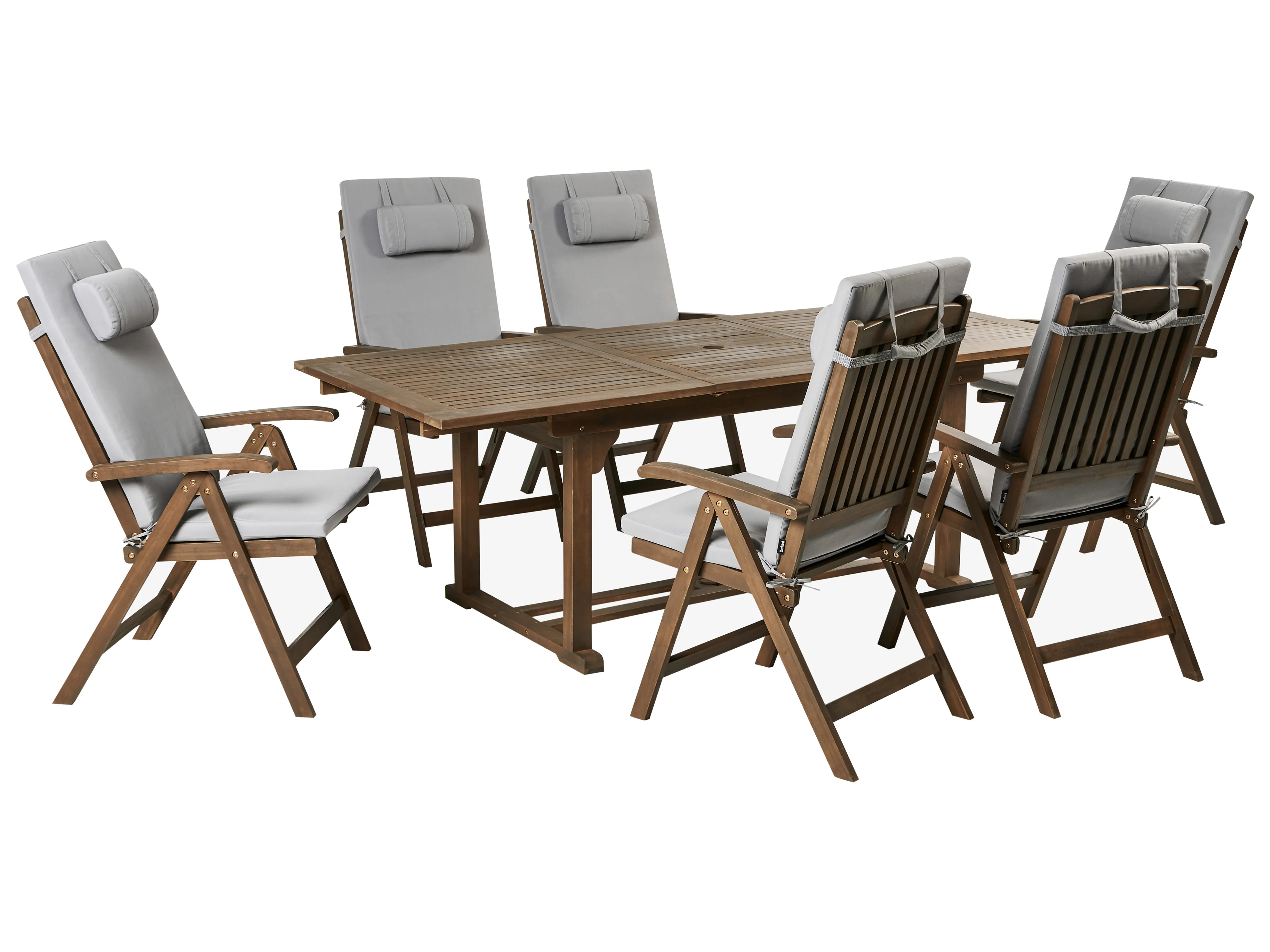 Garden Dining Set 6 Seater AMANTEA PREMIUM Acacia Wood Light Grey