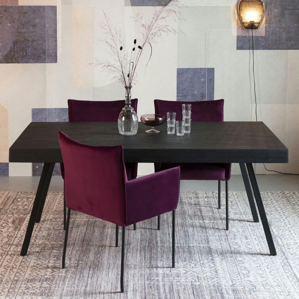 SURI - Table à manger en teck recyclé 180x90cm noir