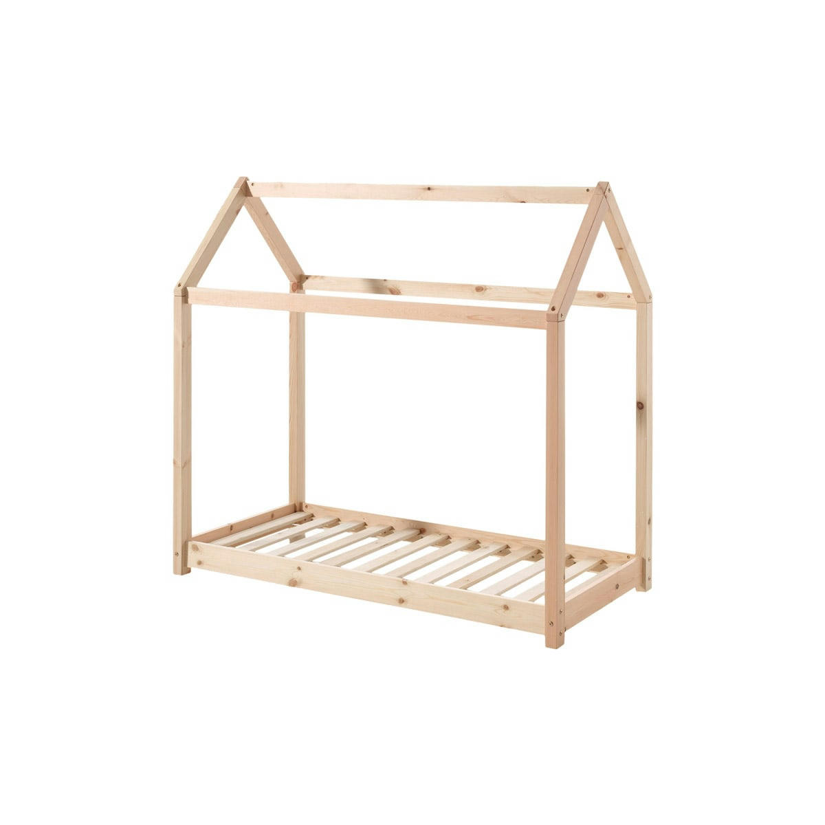 LIT - Lit cabane 70x140 sommier inclus naturel