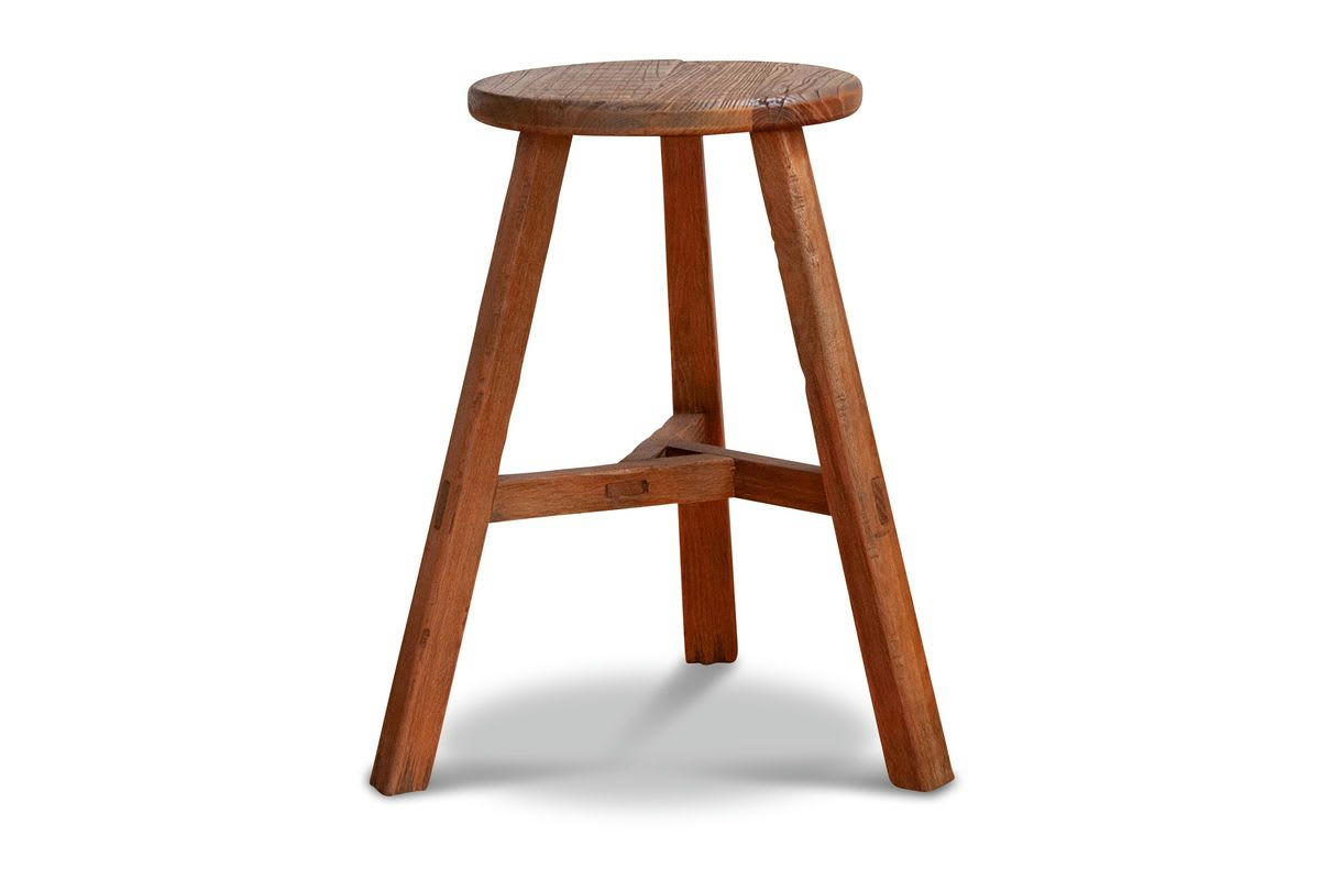 VIZZAVONA - Tabouret en bois rond marron