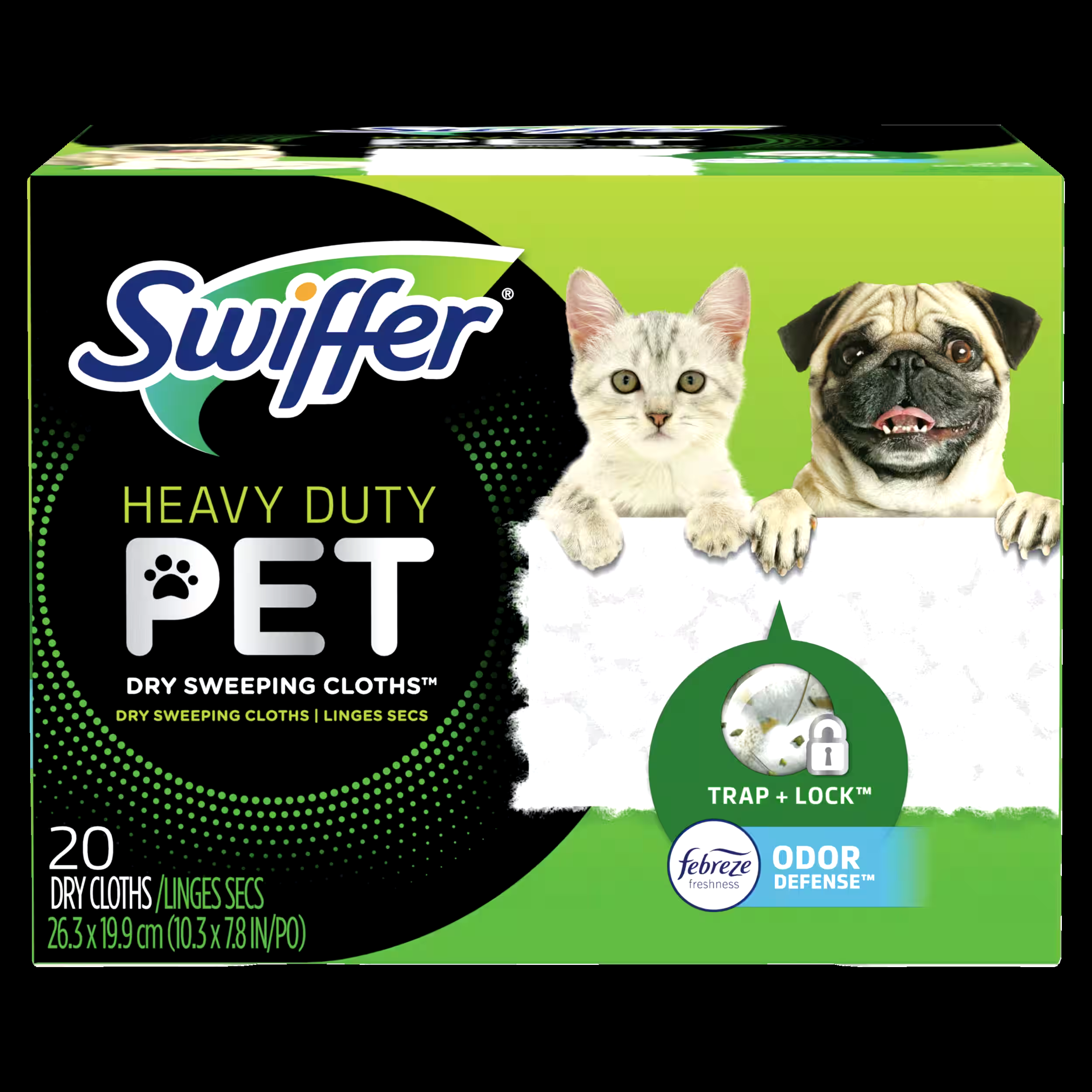 Swiffer Sweeper Pet Heavy Duty Dry Multi-Surface Cloth Refills, Febreze Freshness, 20 count