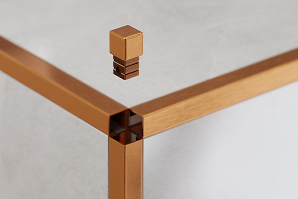 Finition angulaire rectifiée Ilcom PQS en acier inoxydable pour profils Cuivre satiné - 10 mm x 10 mm