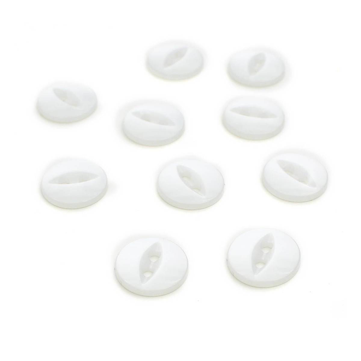 Hemline White Basic Fish Eye Button 8 Pack