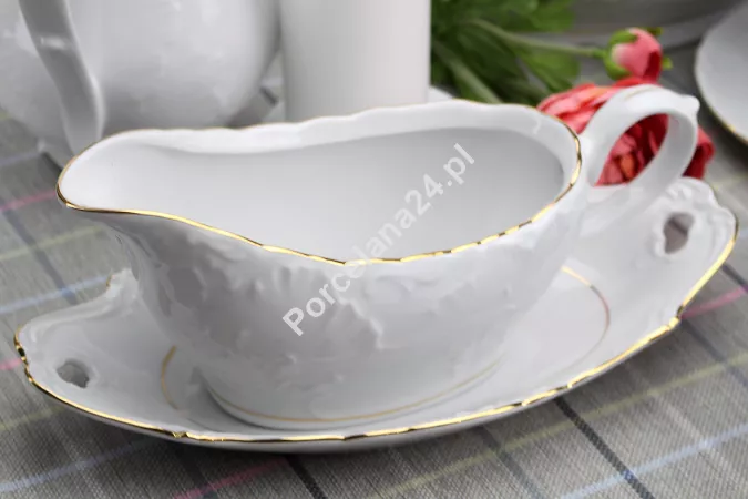 Serwis obiadowy na 12 osób (43 el) Ćmielów - Rococo 3604 ZŁOTA LINIA