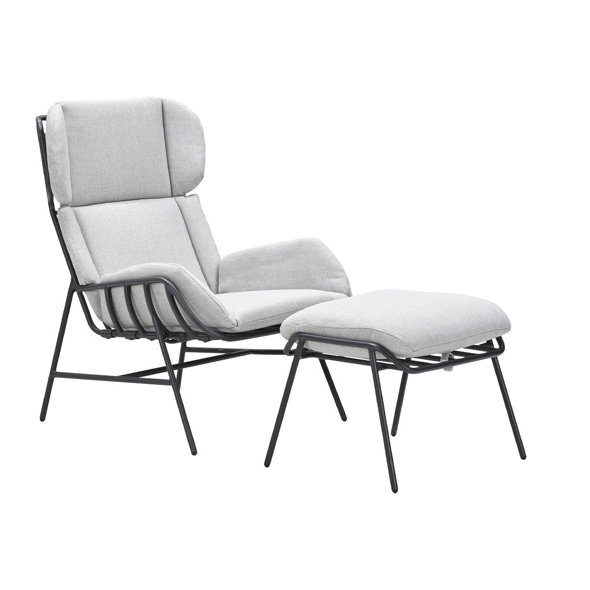 Garden Impressions loungestoel Fresno donker grijs incl. voetenbank