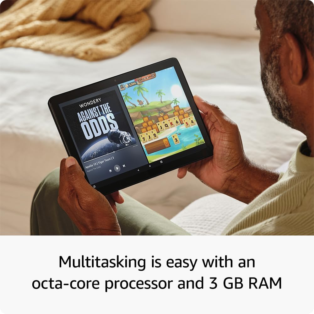 Like-New Amazon Fire HD 10 tablet, built for relaxation, 10.1 vibrant Full HD screen, octa-core processor, 3 GB RAM, 32 GB, Black