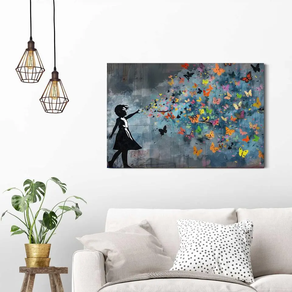 Schilderij Butterfly Breeze - 60 x 90 - Bont