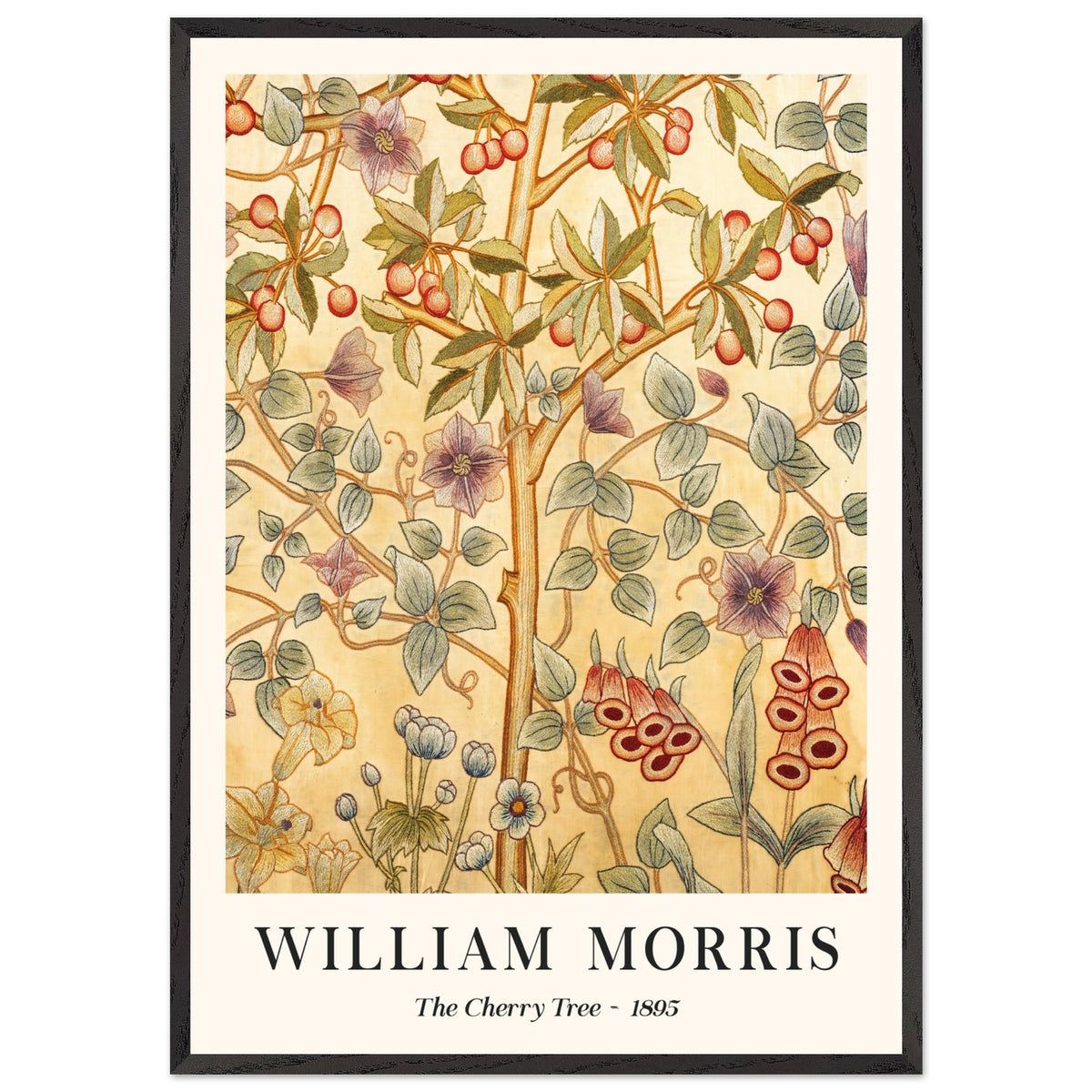 Artfulprints Poster met Lijst William Morris - The cherry tree 1895 II  - 70x100 cm - Meerkleurig