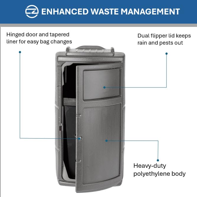 Commercial Zone PolyTec™ Side Entry Trash Container, Square, Tray, Dual Flipper, Dome Top