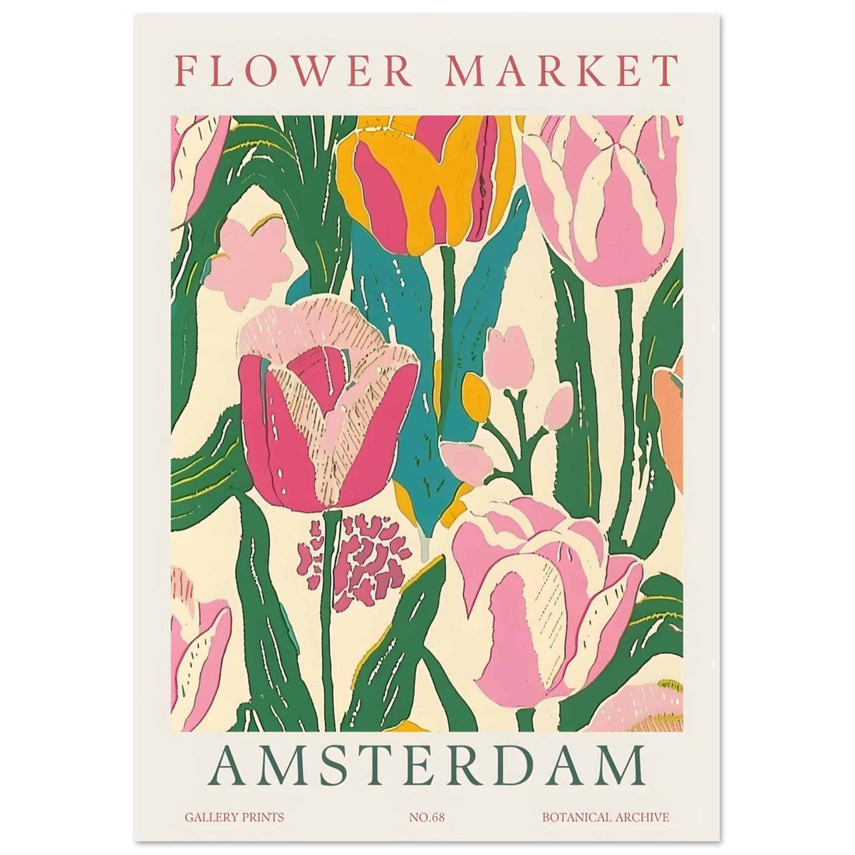 Artfulprints Poster Flower market - Amsterdam II  - A4 21x29.7 cm - Meerkleurig