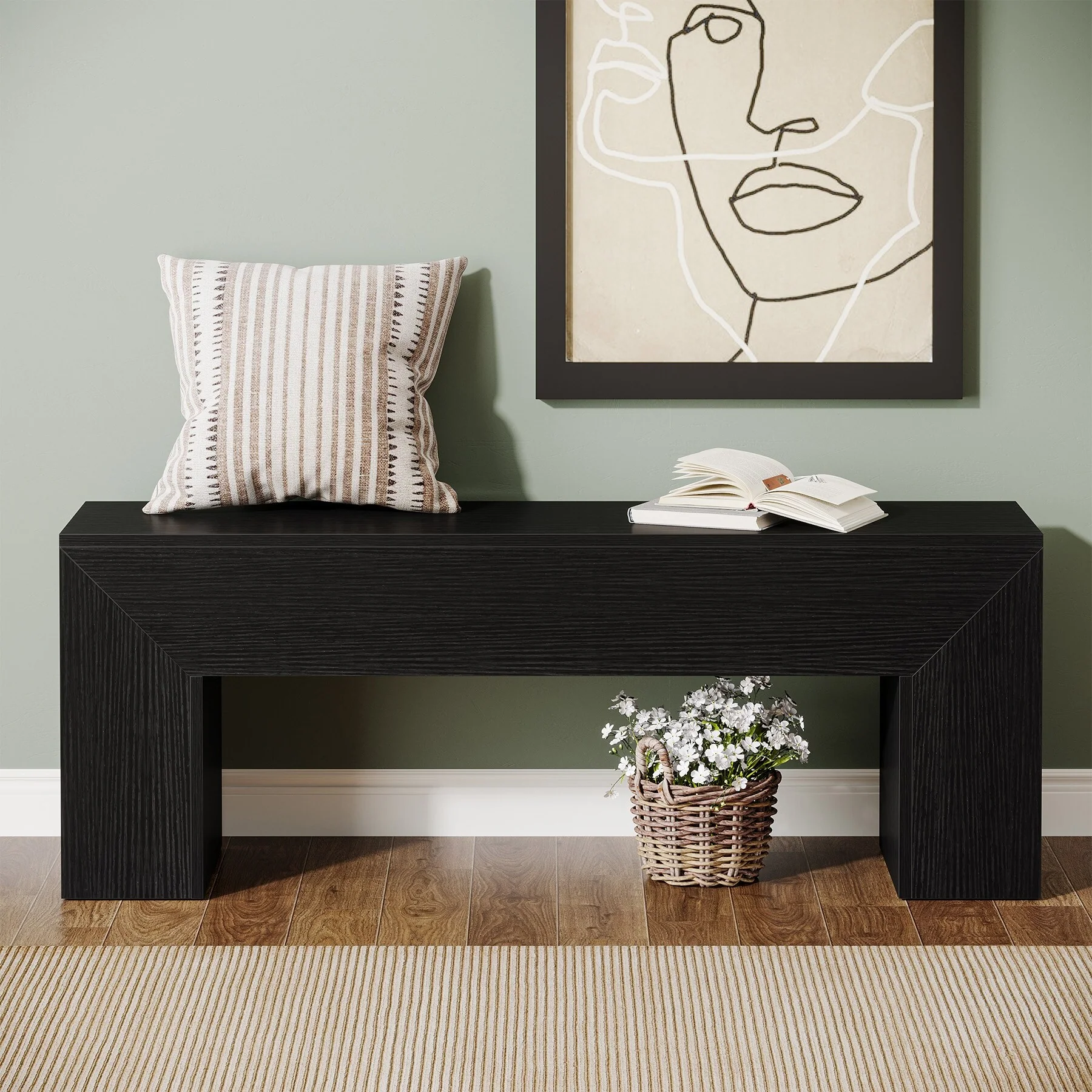 47-Inch Wood Entryway Bench Dining End of Bed Bench