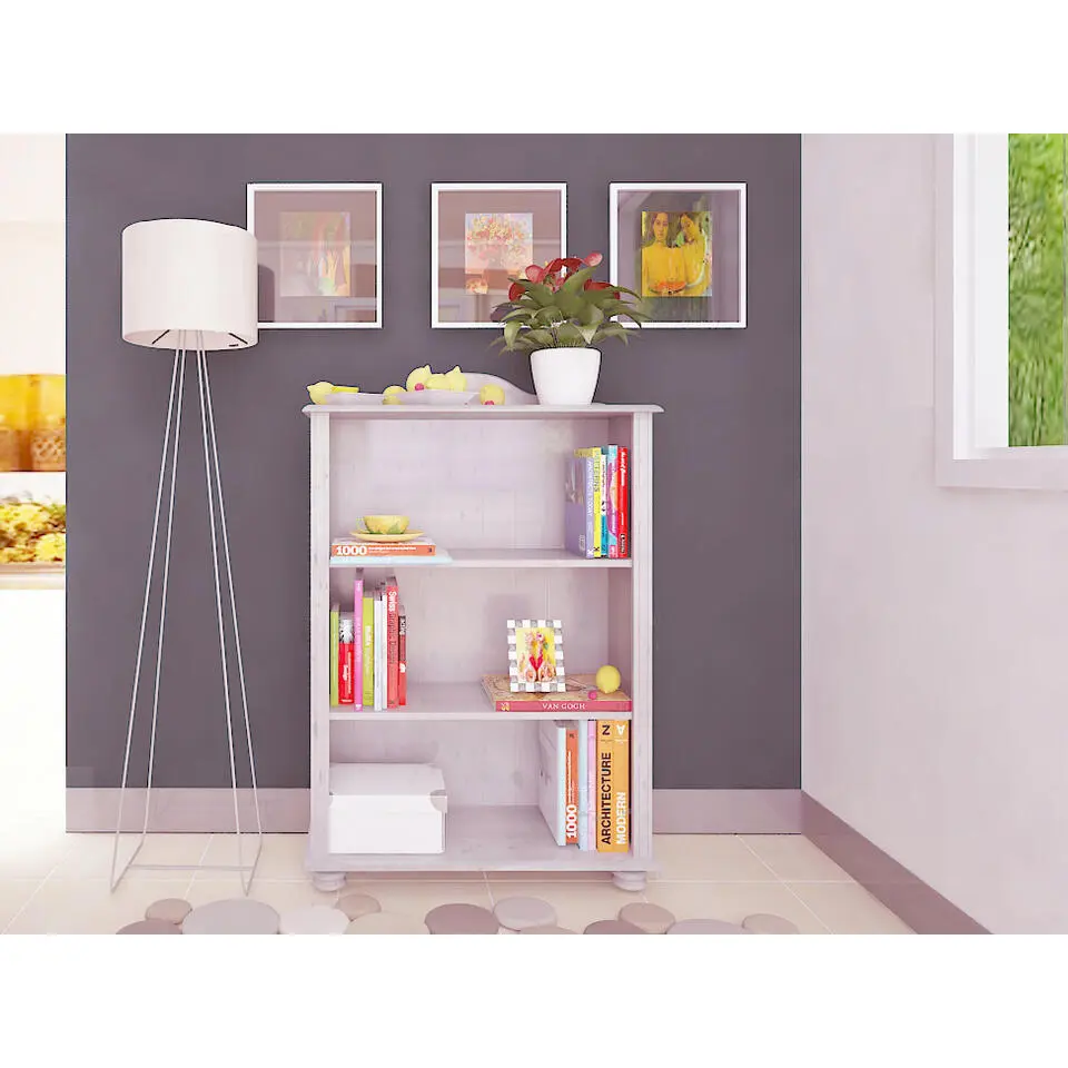 Mette - Boekenkast met 2 planken in wit grenen