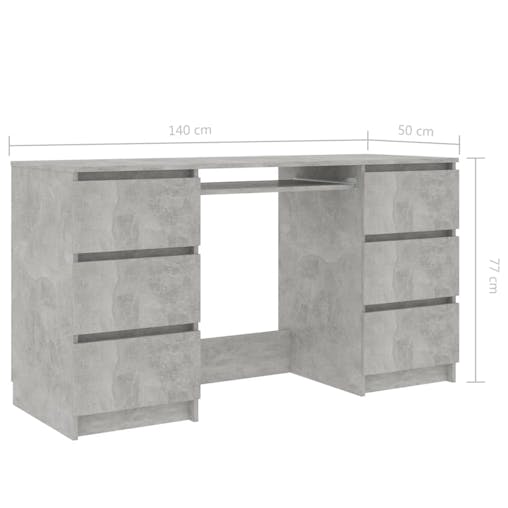 NNEVL Writing Desk Concrete Grey 140x50x77 cm Chipboard