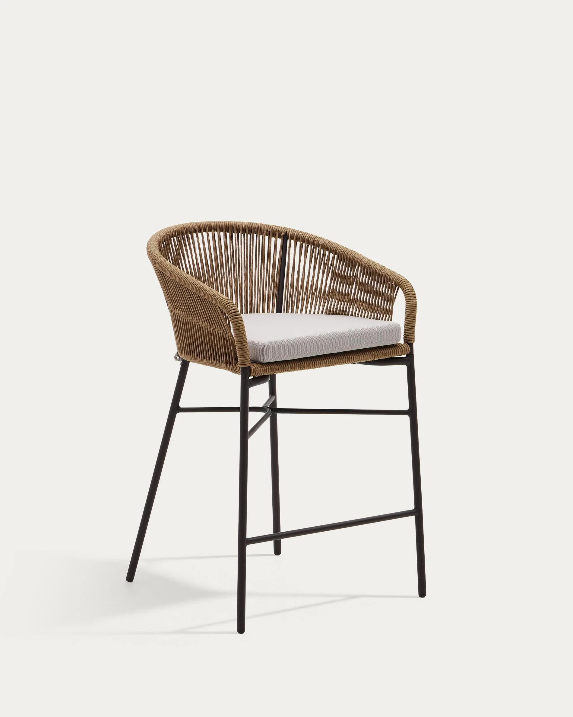 Yanet rope stool in beige 65 cm in height