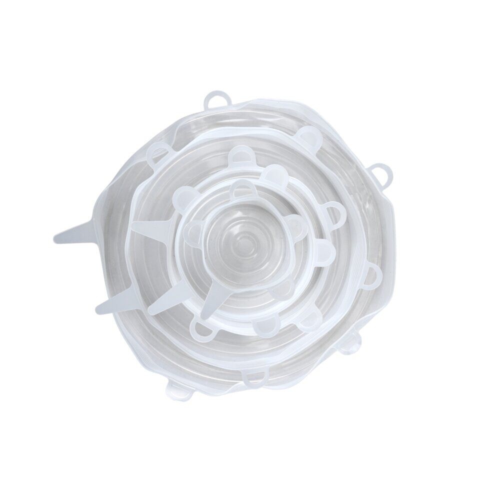 Couvercle silicone transparent 5 tailles assorties Ø6,5cm à Ø20,5cm