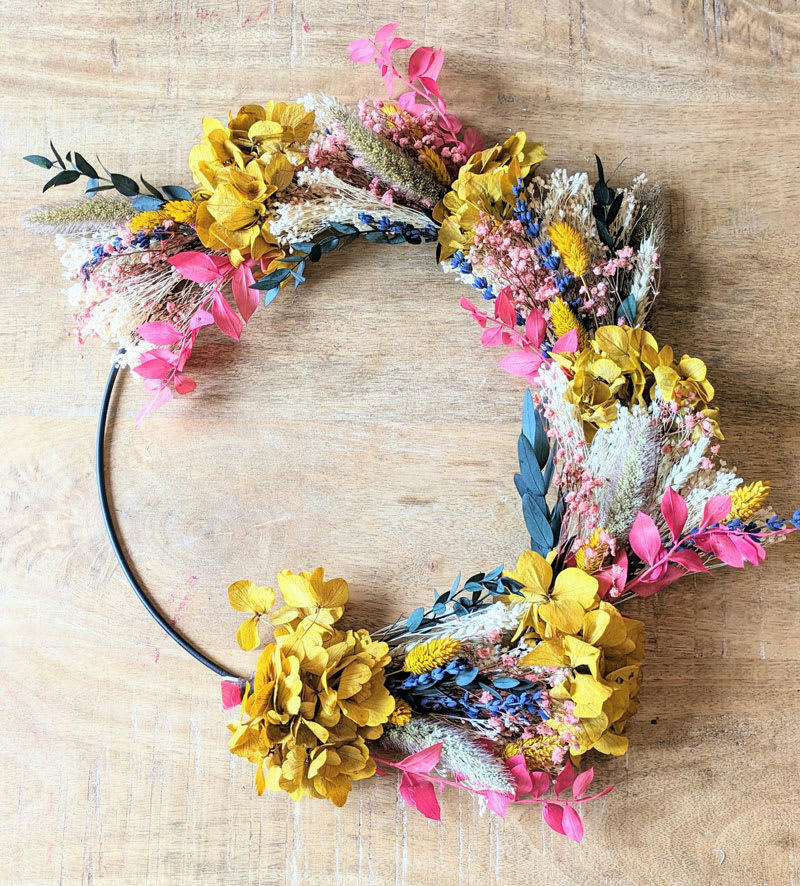 - Couronne murale de fleurs séchées Hilda D30 cm