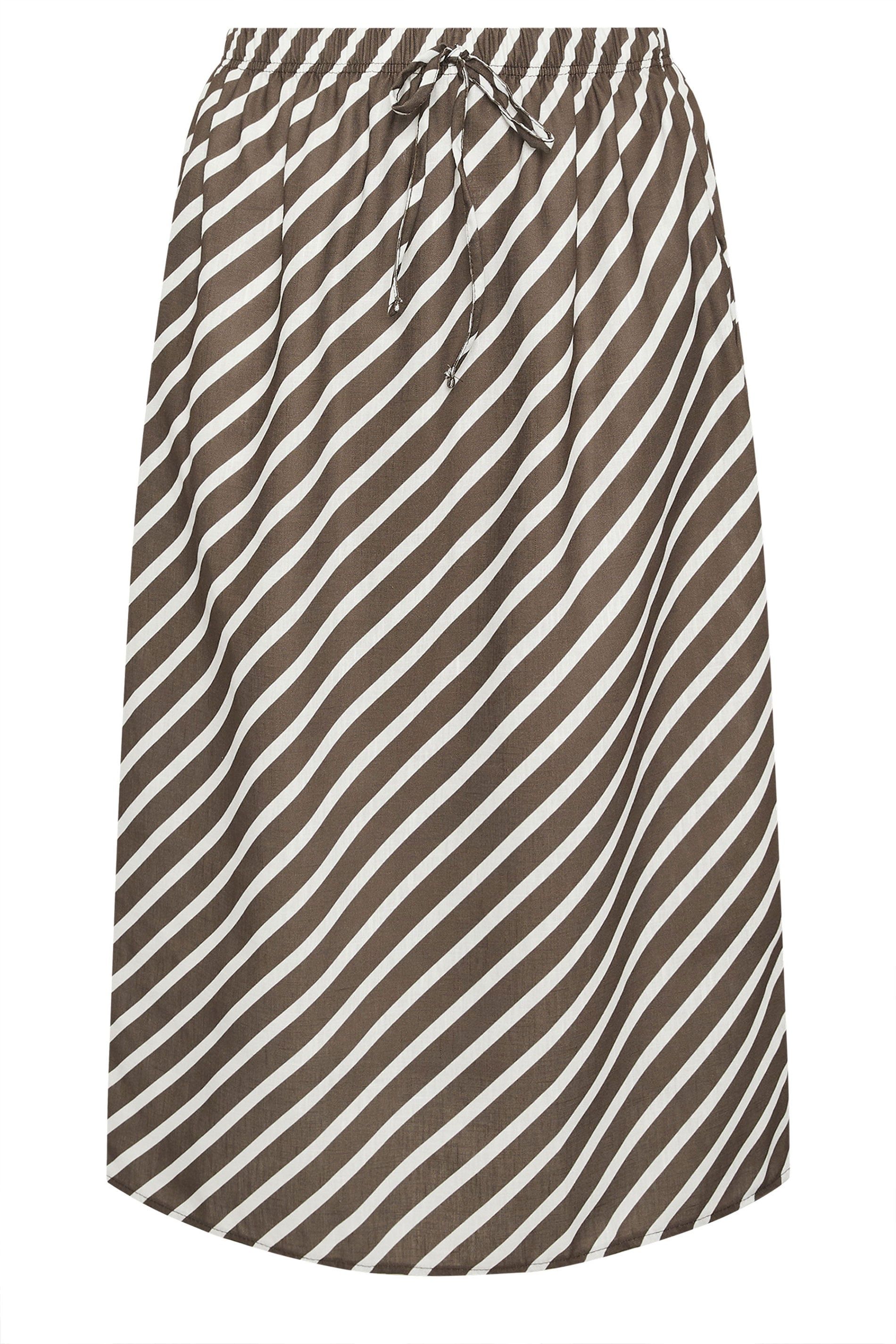 Yours Linen Look Stripe Skirt